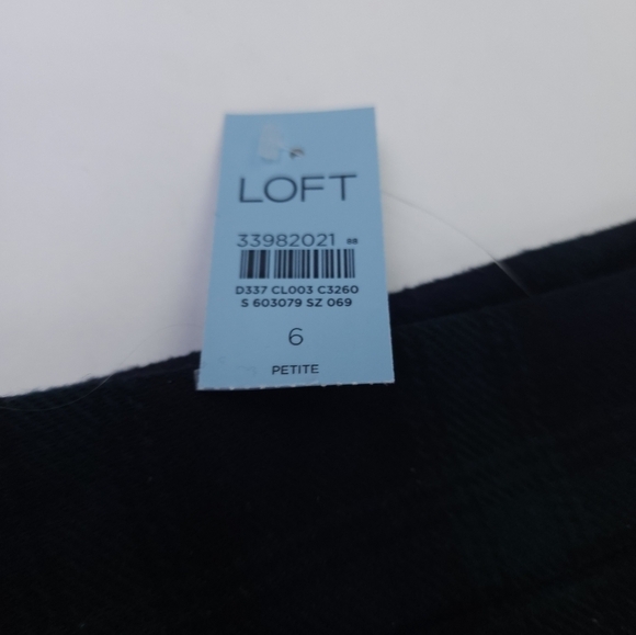 New Loft Navy Green Plaid Wool Blend Skirt Sz 6P - Picture 9 of 9